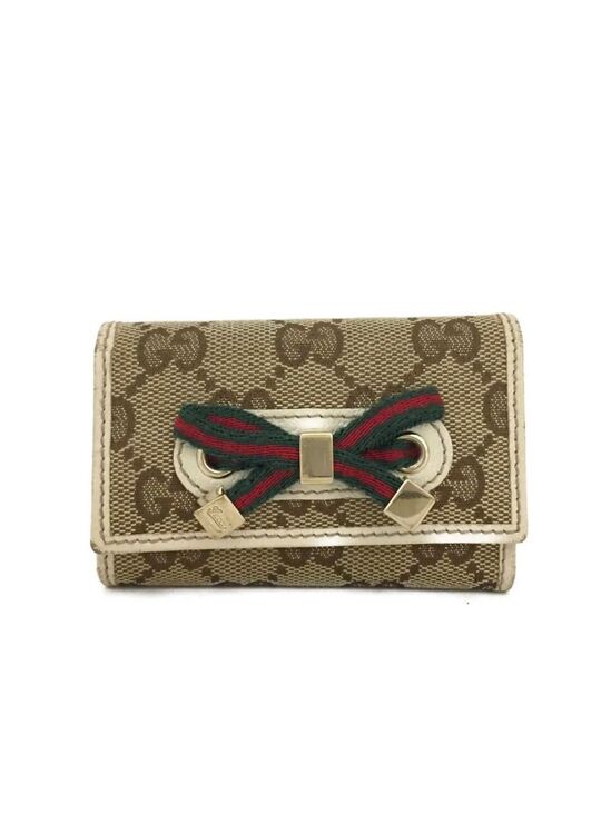 Gucci Accessories - GUCCI Logo Canvas Leather 6 Key Ring Case